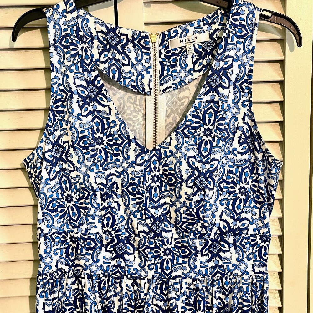 Milly Banvin Dress * Size 10 * Cotton Spandex * Pockets! * Flowing Skirt - Picture 3 of 7